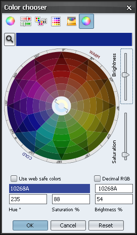 Color chooser Xoetrope color wheel - decreased brightness