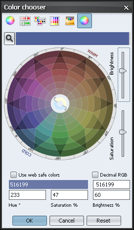 Color chooser Xoetrope color wheel - decreased saturation