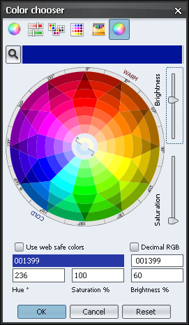 Color chooser Xoetrope color wheel - default